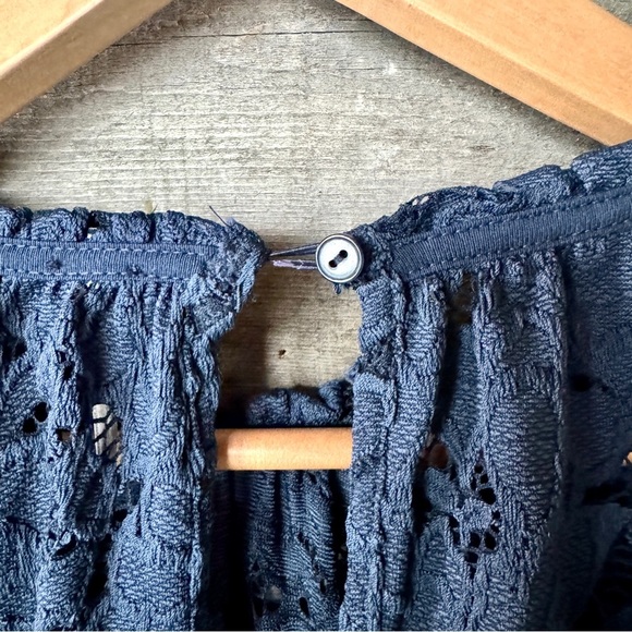 Free People Olivia Lace Top Long Sleeve Ruffle Semi-Sheer Feminine Romantic XS - Picture 11 of 14